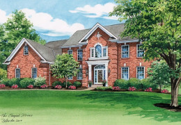 Watercolor-of-Ohio-Home-©-2019-Richelle-Flecke