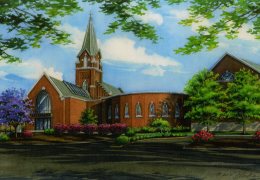 Watercolor-portrait-ofSt-Johns-Lutheran-Church-in-Arnold-copyright-2012-Richelle-Flecke