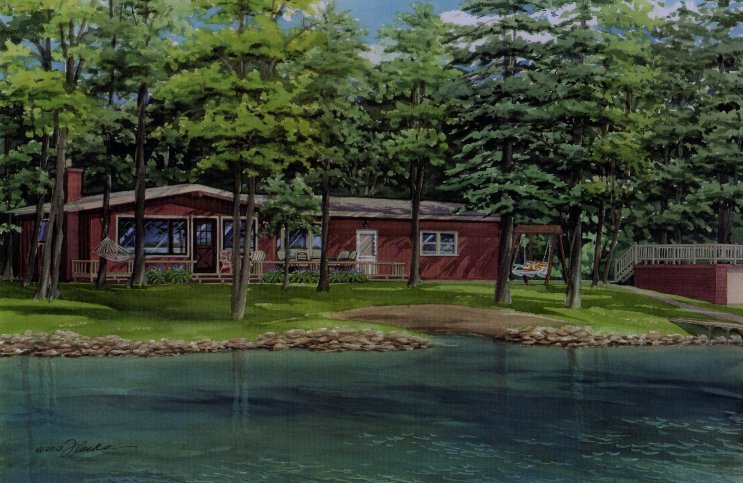News Custom watercolor portrait of lake cottage in Shawano County