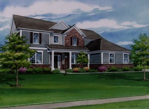 Custom house portrait of new home in Westfield, Indiana 