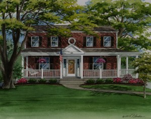 Custom House Portrait of Colonial-style brick home in Kirkwood, Missouri