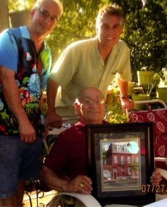 Raymond, Marc and Mike with framed portrait001