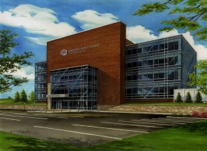 Watercolor of Simmons Hanly Conroy building copyright 2015 Richelle Flecke