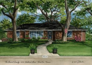 Watercolor of Houston ranch (c) 2017 Richelle Flecke