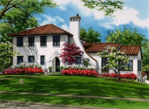 Watercolor of Blackmer Drive (c) 2017 Richelle Flecke