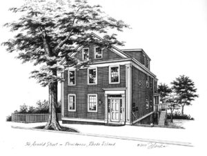 Pen and Ink of Providence home (c) 2017 Richelle Flecke