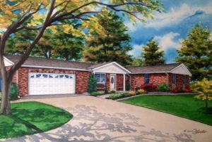 Watercolor of Highland ranch (c) 2017 Richelle Flecke