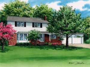 Watercolor of West Seneca Home (c) 2017 Richelle Flecke
