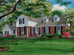Watercolor of Ladue Home (c) Richelle Flecke