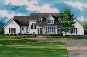 Watercolor Painting of Blue Springs, MO Home (c) Richelle Flecke
