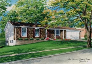 Watercolor house portrait of Chalet Hill (c) 2018 Richelle Flecke