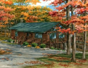 Watercolor of Virginia cabin (c) Richelle Flecke