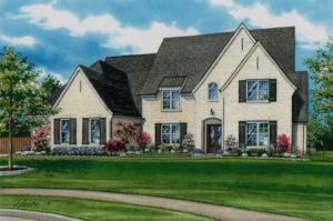 Watercolor of Collierville Home (c) 2019 Richelle Flecke 
