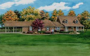 Watercolor painting of Midland, GA Home (c) 2018 Richelle Flecke