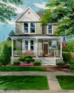 Watercolor of Illinois Home (c) 2012 Flecke