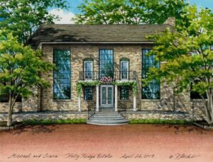 Watercolor of Holly Hedge Estate © 2019 Richelle Flecke