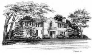 Pinterest logo in red and white.