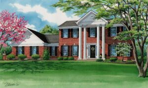 Pinterest logo in red and white.