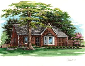 Pen and Ink with Watercolor of Glendale Home © Flecke
