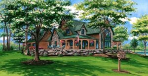 Watercolor of Lake House Back © 2022 Flecke