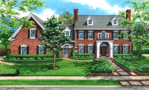 custom house portrait of Houston home © 2022 Flecke