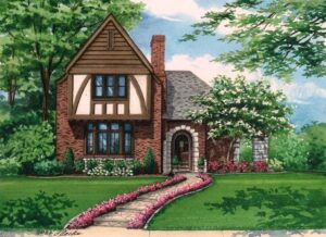 custom house portrait of Tudor style home © 2022 Flecke