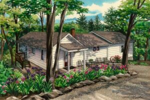 watercolor of country home 