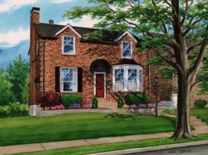 custom house portrait of family's former home