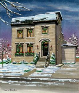 custom house portrait of St. Louis home at X Mas