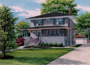 custom house portrait of Webster Groves home © 2023 Flecke