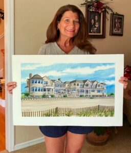 Custom house portrait of New Jersey beach house