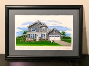 Framed custom house portrait