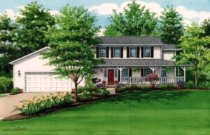 custom house portrait of family's Indiana home