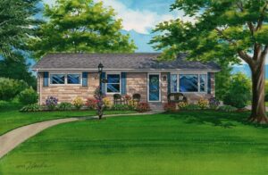 Custom house portrait of Webster Groves home by Richelle Flecke