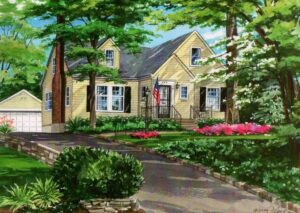 Watercolor of Webster Yellow Frame Home