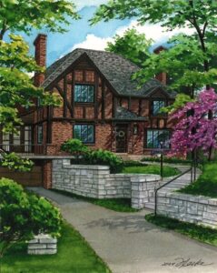 Portrait of handsome Tudor style residence