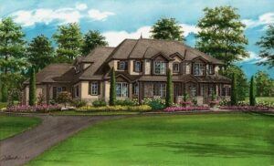 Custom house portrait of handsome home by Richelle Flecke