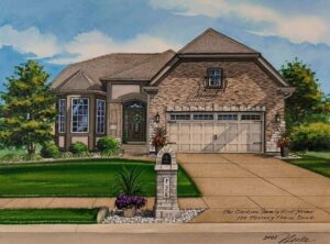 Custom house portrait of family's first home by Richelle Flecke
