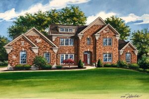 Custom house portrait of Olivette home by Richelle Flecke