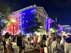 July 4th celebratory street scene in DC